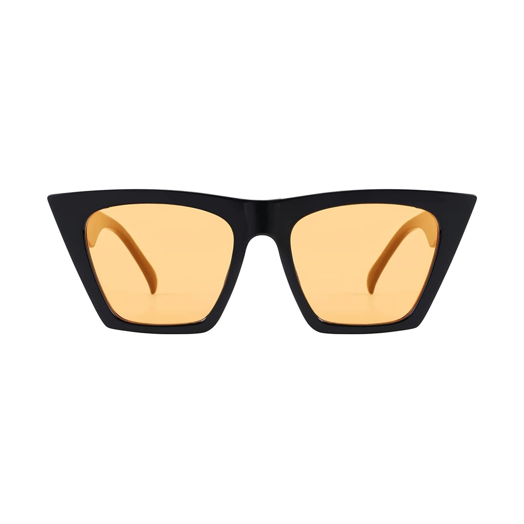 Flat Top Cateye Sunglasses For Women - Yellow Flat Top Cateye Sunglasses For Women - Yellow