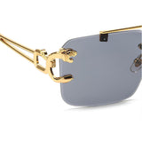 HautRim Series Rimless Square Unisex Sunglasses - Gold Frame Black Lenses HautRim Series Rimless Square Unisex Sunglasses - Gold Frame Black Lenses