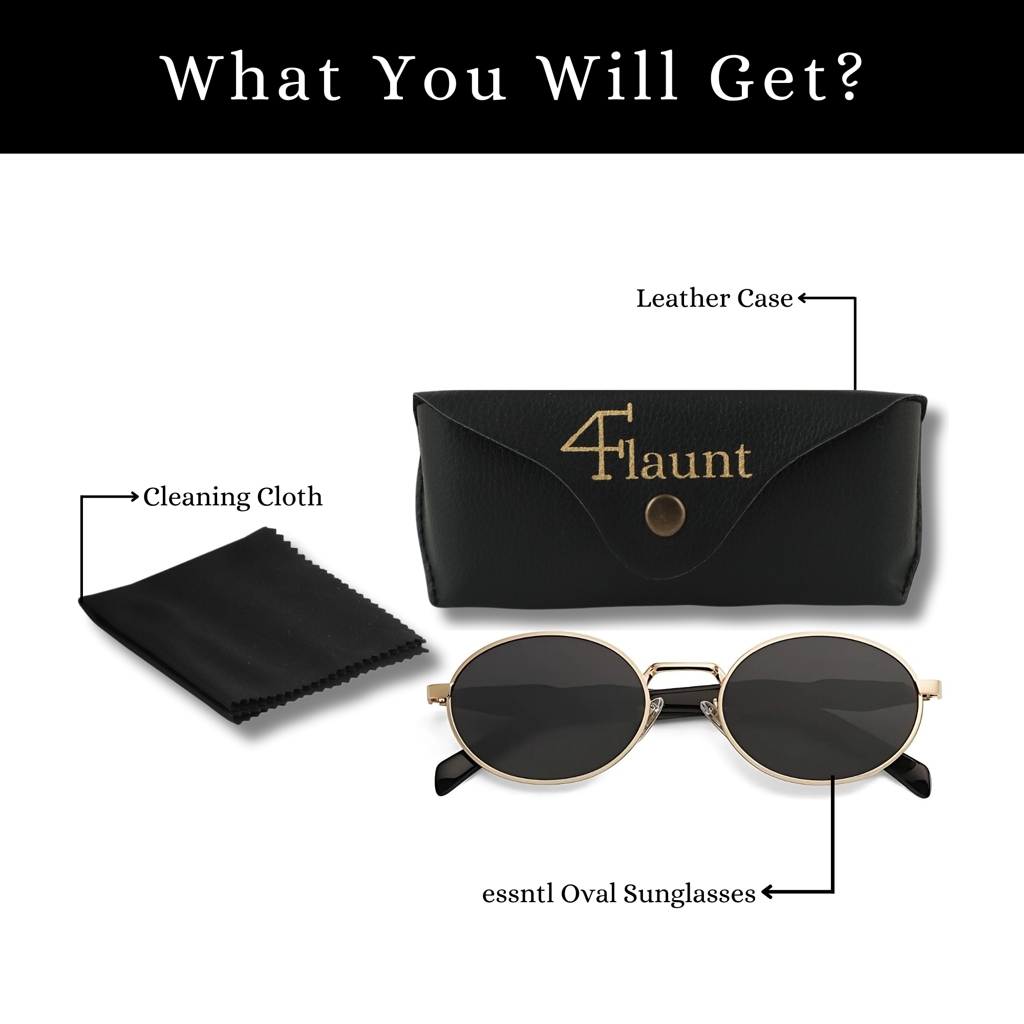 essntl Series Retro Oval Sunglasses For Men & Women - Golden Ash essntl Series Retro Oval Sunglasses For Men & Women - Golden Ash
