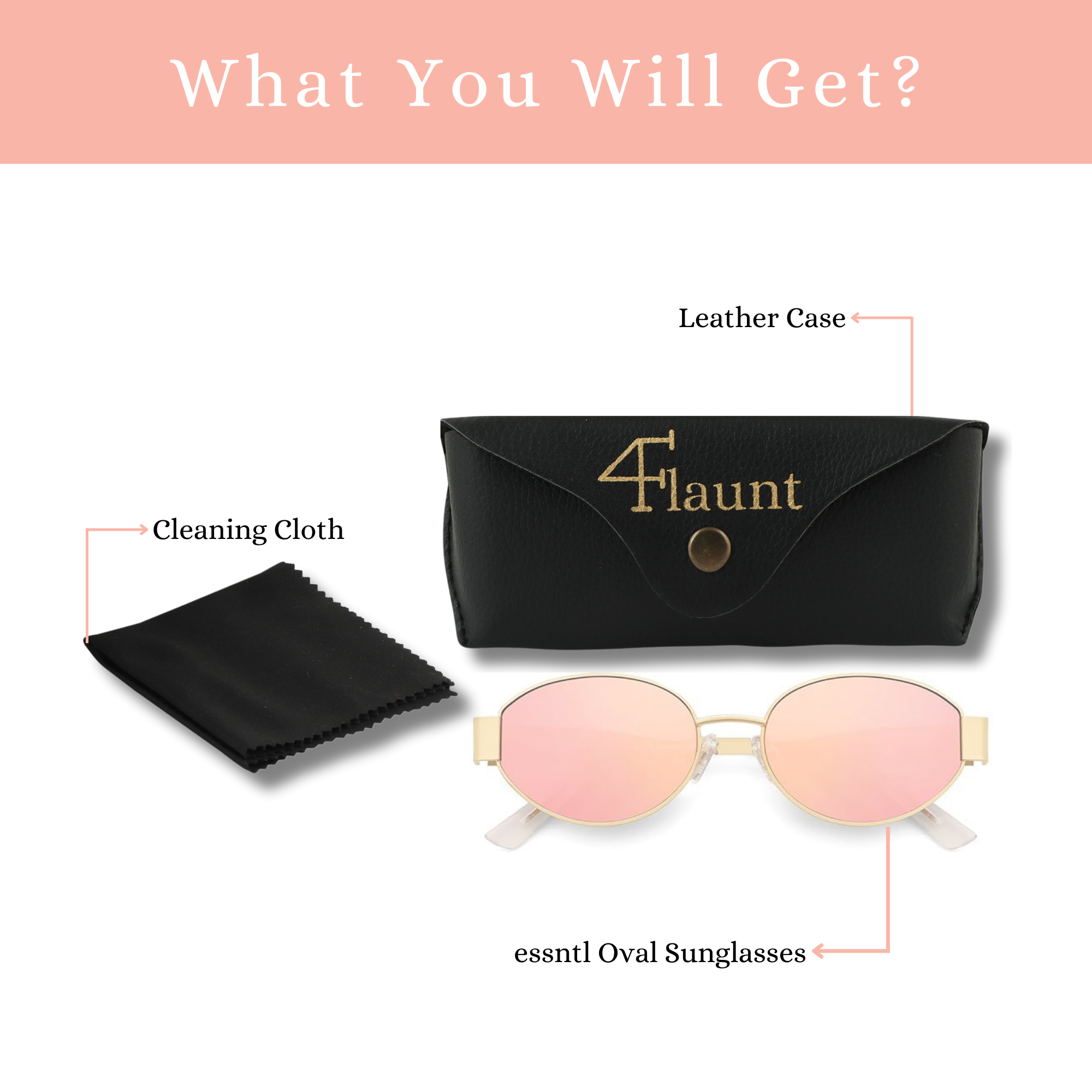 essntl Series Retro Oval Sunglasses For Women & Men - Gold Frame Pink Mirrored essntl Series Retro Oval Sunglasses For Women & Men - Gold Frame Pink Mirrored