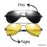 PoshPilot Klassic Series Day & Night Driving Aviator Sunglasses For Men & Women - Black & Yellow PoshPilot Klassic Series Day & Night Driving Aviator Sunglasses For Men & Women - Black & Yellow