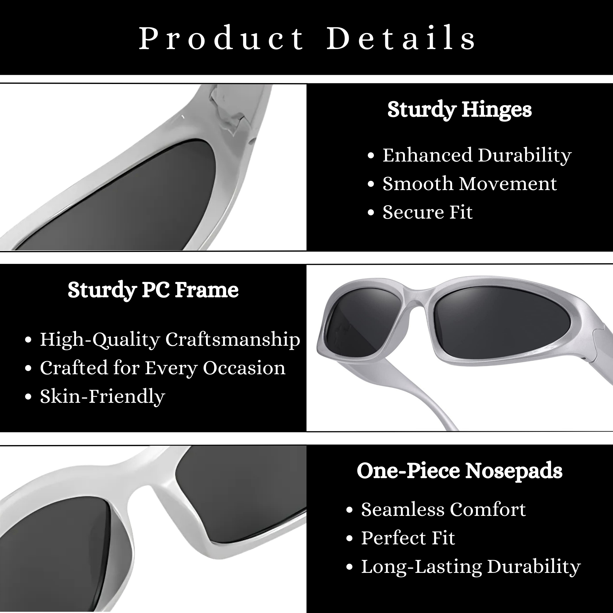 Futuristic Series Y2K Wraparound Sunglasses - Black Frame Grey Lenses Futuristic Series Y2K Wraparound Sunglasses - Black Frame Grey Lenses