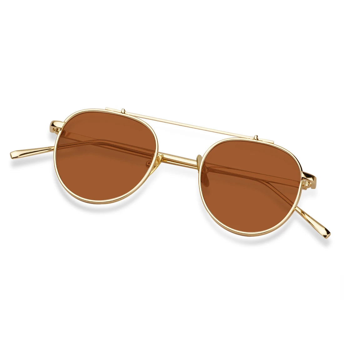 DISC Series Metal Frame Round Sunglasses - Gold Brown DISC Series Metal Frame Round Sunglasses - Gold Brown