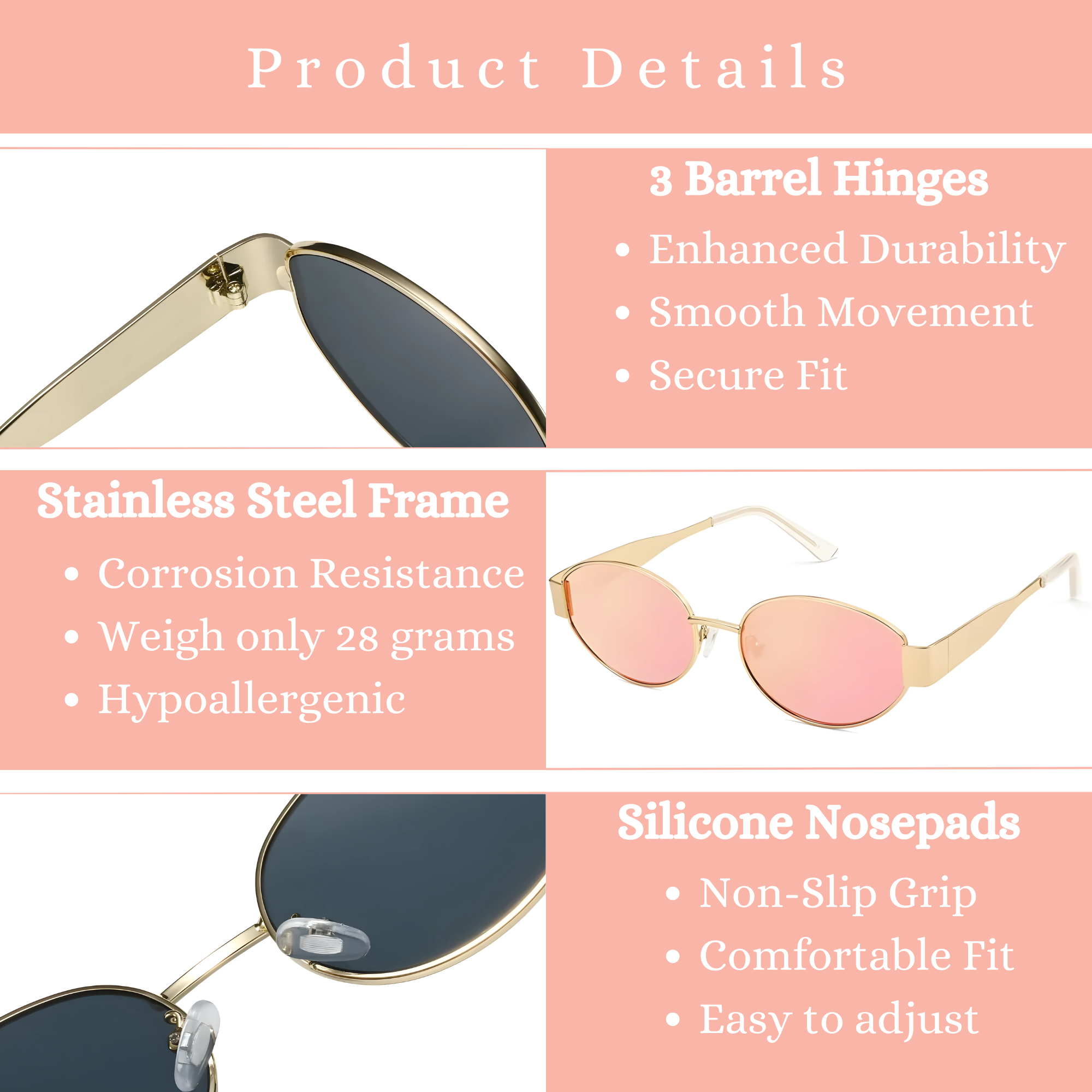 essntl Series Retro Oval Sunglasses For Women & Men - Gold Frame Pink Mirrored essntl Series Retro Oval Sunglasses For Women & Men - Gold Frame Pink Mirrored