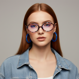 essntl series Retro Vintage 90s Oval Computer Glasses For Women - Floral Print essntl series Retro Vintage 90s Oval Computer Glasses For Women - Floral Print