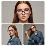 essntl series Retro Vintage 90s Oval Computer Glasses For Women - Floral Print essntl series Retro Vintage 90s Oval Computer Glasses For Women - Floral Print