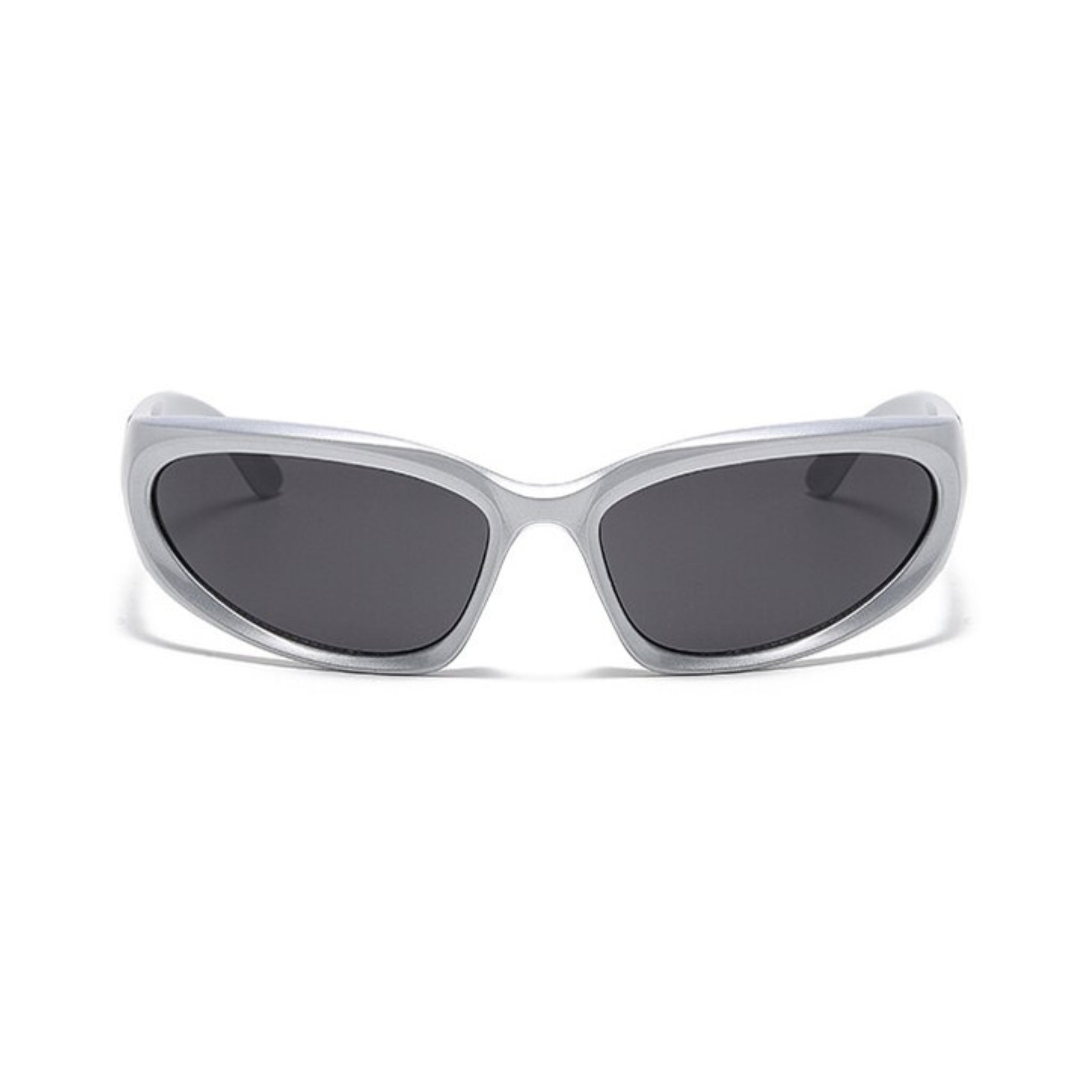 Futuristic Series Y2K Wraparound Sunglasses - Silver Frame Grey Lenses Futuristic Series Y2K Wraparound Sunglasses - Silver Frame Grey Lenses