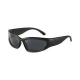 Futuristic Series Y2K Wraparound Sunglasses - Black Frame Grey Lenses Futuristic Series Y2K Wraparound Sunglasses - Black Frame Grey Lenses