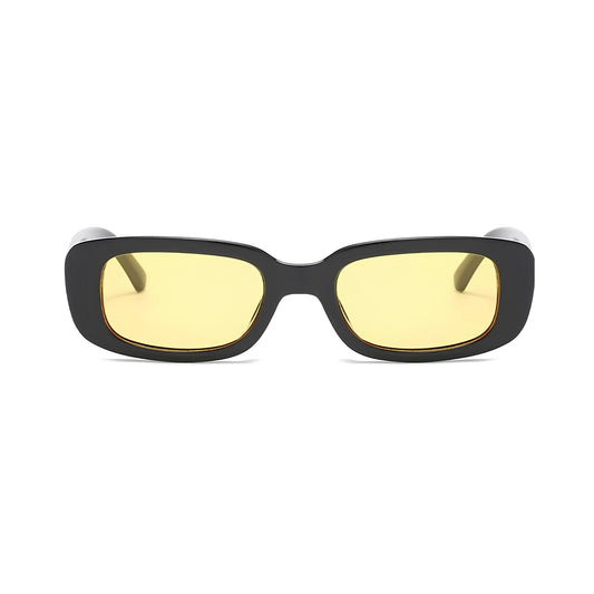 Rectro Series Retro Rectangular Sunglasses - Black-Yellow