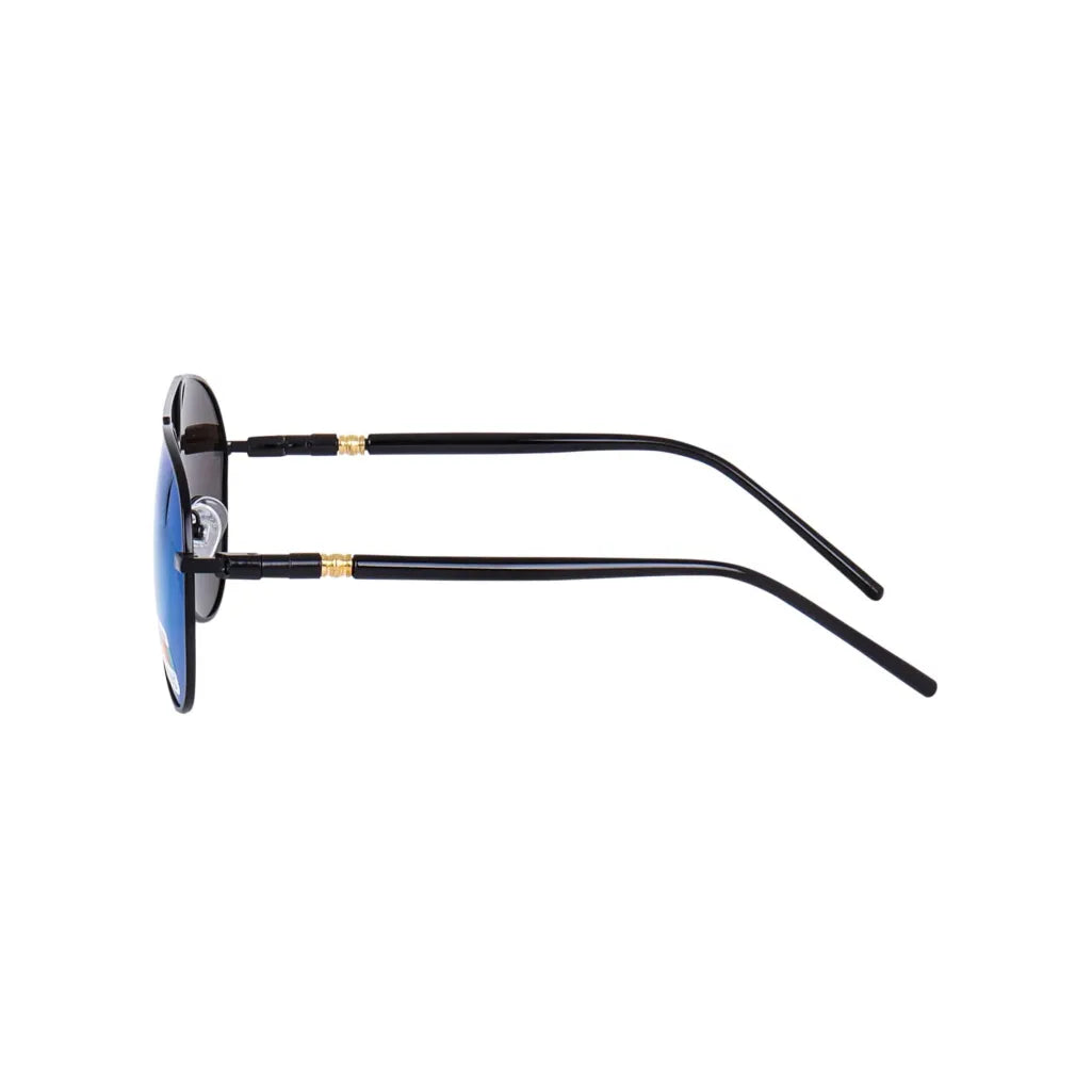 PoshPilot Klassic Series Polarized Aviator Sunglasses For Men & Women - Black Frame Blue Mirrored Lens PoshPilot Klassic Series Polarized Aviator Sunglasses For Men & Women - Black Frame Blue Mirrored Lens