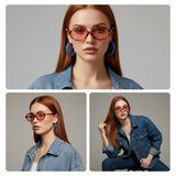 essntl series Retro Vintage 90s Oval Sunglasses For Men & Women - Leopard Rose essntl series Retro Vintage 90s Oval Sunglasses For Men & Women - Leopard Rose