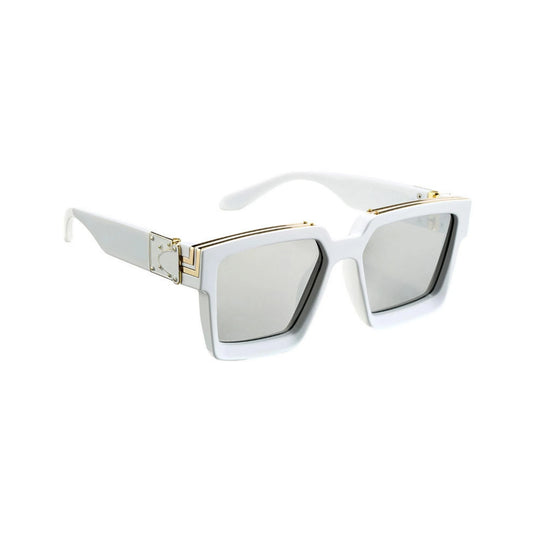 Monster Series UV Protected Square Sunglasses - White Frame Silver Mirrored Lens