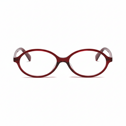 essntl series Retro Vintage 90s Oval Computer Glasses For Women - Wine Red