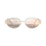 essntl Series Retro Oval Sunglasses For Women & Men - Gold Frame Pink Mirrored essntl Series Retro Oval Sunglasses For Women & Men - Gold Frame Pink Mirrored