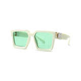 Monster Series UV Protected Square Sunglasses - White Frame Green Lens Monster Series UV Protected Square Sunglasses - White Frame Green Lens