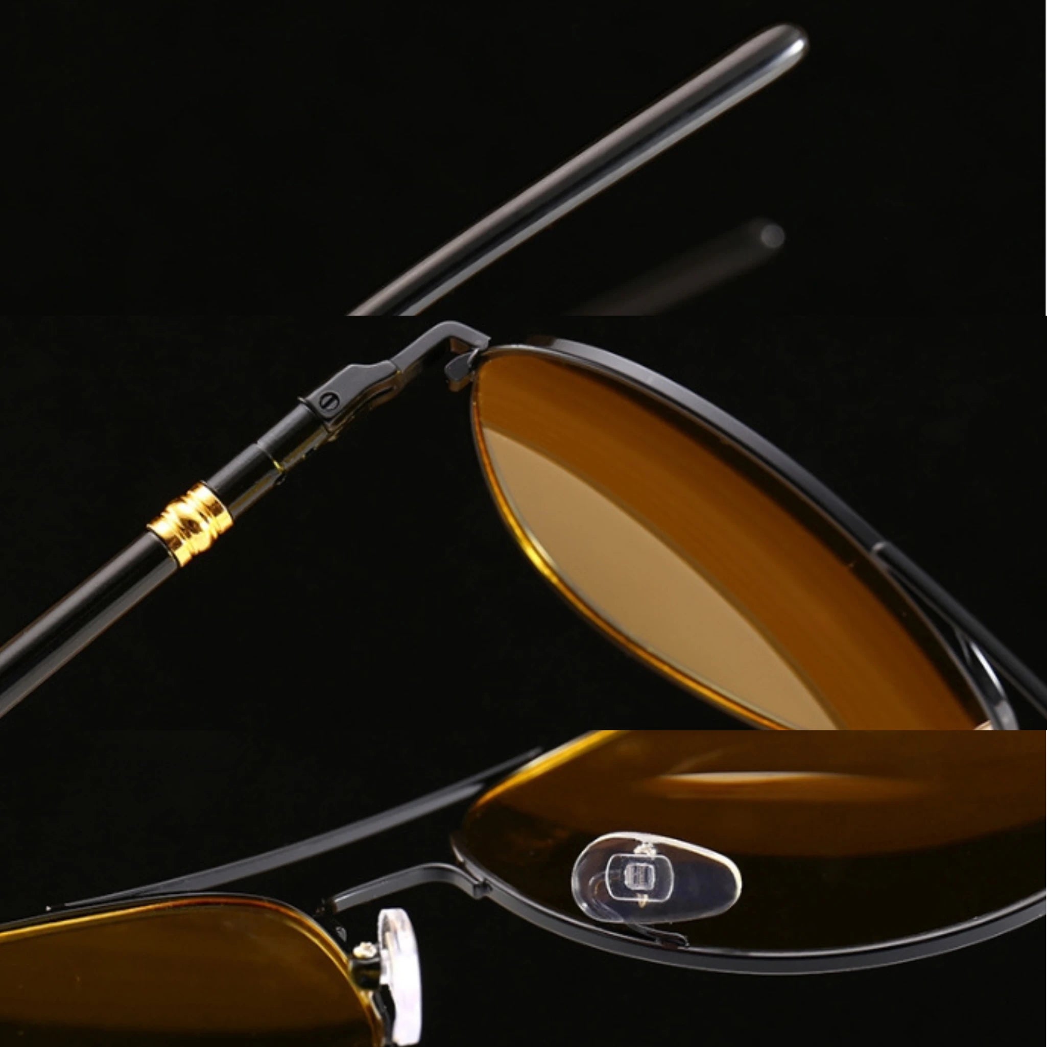 PoshPilot Klassic Series Day & Night Driving Aviator Sunglasses For Men & Women - Black & Yellow PoshPilot Klassic Series Day & Night Driving Aviator Sunglasses For Men & Women - Black & Yellow
