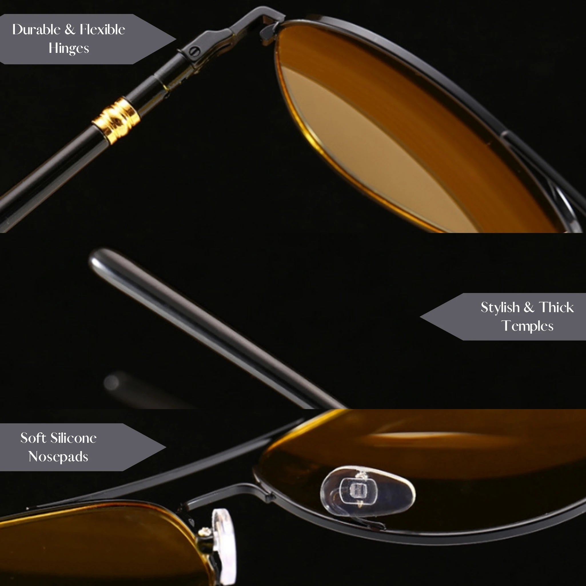 PoshPilot Klassic Series Night Driving Aviator Sunglasses For Men & Women PoshPilot Klassic Series Night Driving Aviator Sunglasses For Men & Women