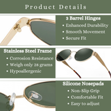 essntl Series Retro Oval Sunglasses For Women & Men - Gold Green essntl Series Retro Oval Sunglasses For Women & Men - Gold Green