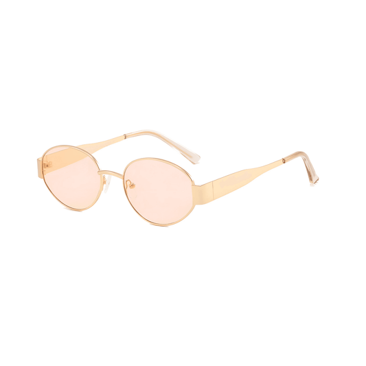 essntl Series Retro Oval Sunglasses For Women & Men - Gold Pink
