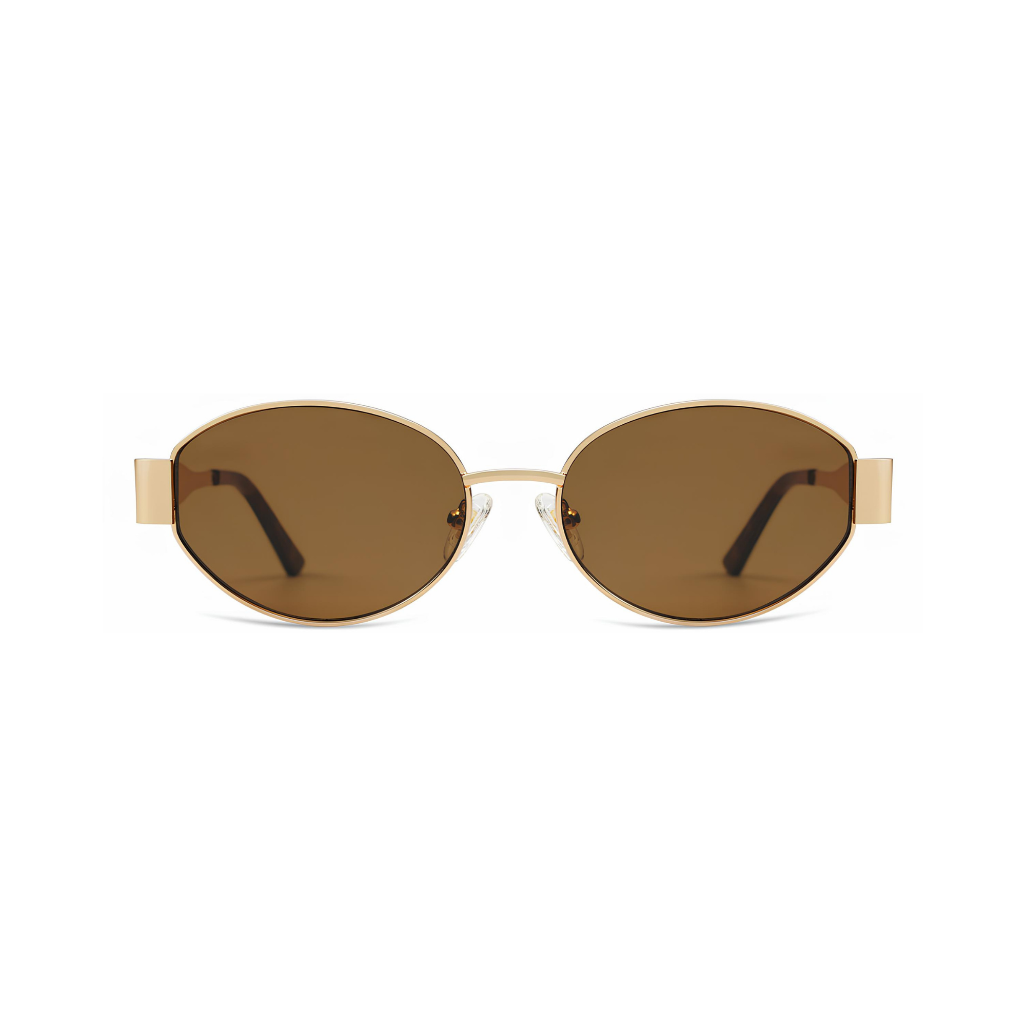 essntl Series Retro Oval Sunglasses For Women & Men - Gold Frame Brown Lenses essntl Series Retro Oval Sunglasses For Women & Men - Gold Frame Brown Lenses