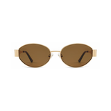 essntl Series Retro Oval Sunglasses For Women & Men - Gold Frame Brown Lenses essntl Series Retro Oval Sunglasses For Women & Men - Gold Frame Brown Lenses
