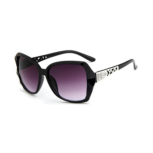 Royal Series Oval Oversized Sunglasses For Women - Black