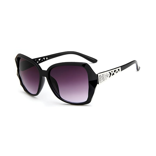 Royal Series Oval Oversized Sunglasses For Women - Black