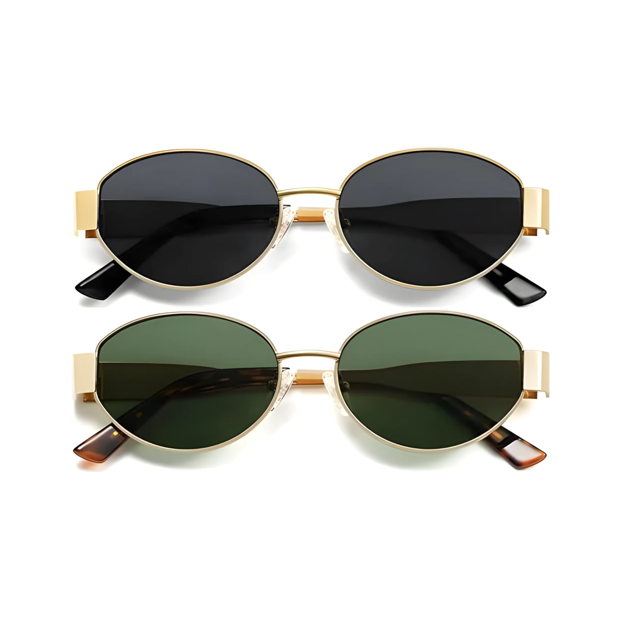 essntl Series Retro Oval Sunglasses For Women & Men - Pack Of 2 - Grey & Green essntl Series Retro Oval Sunglasses For Women & Men - Pack Of 2 - Grey & Green