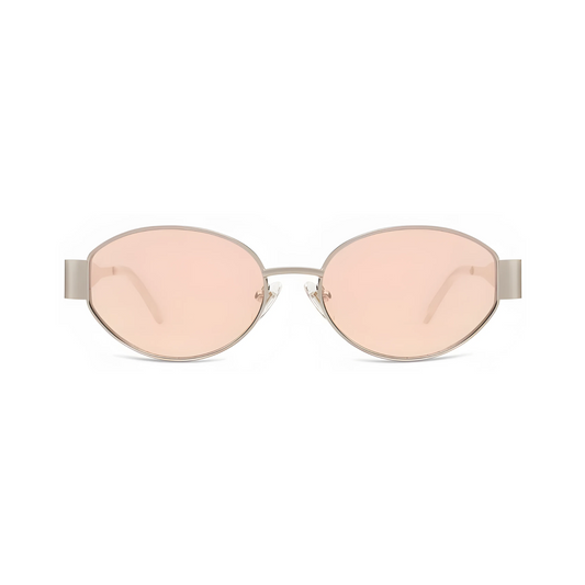 essntl Series Retro Oval Sunglasses For Women & Men - Gold Pink