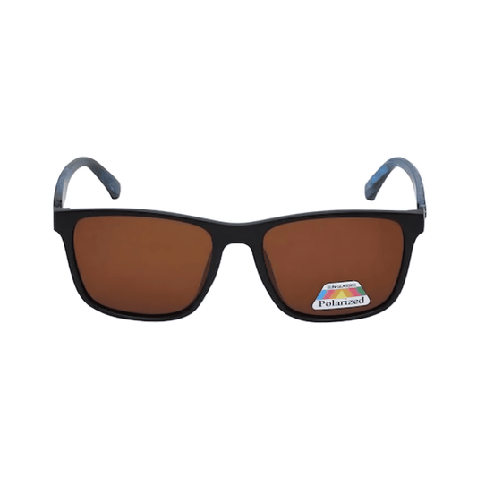 Klassic Series Rectangle Polarized & UV Protected Sunglasses Blue Frame & Brown Lenses