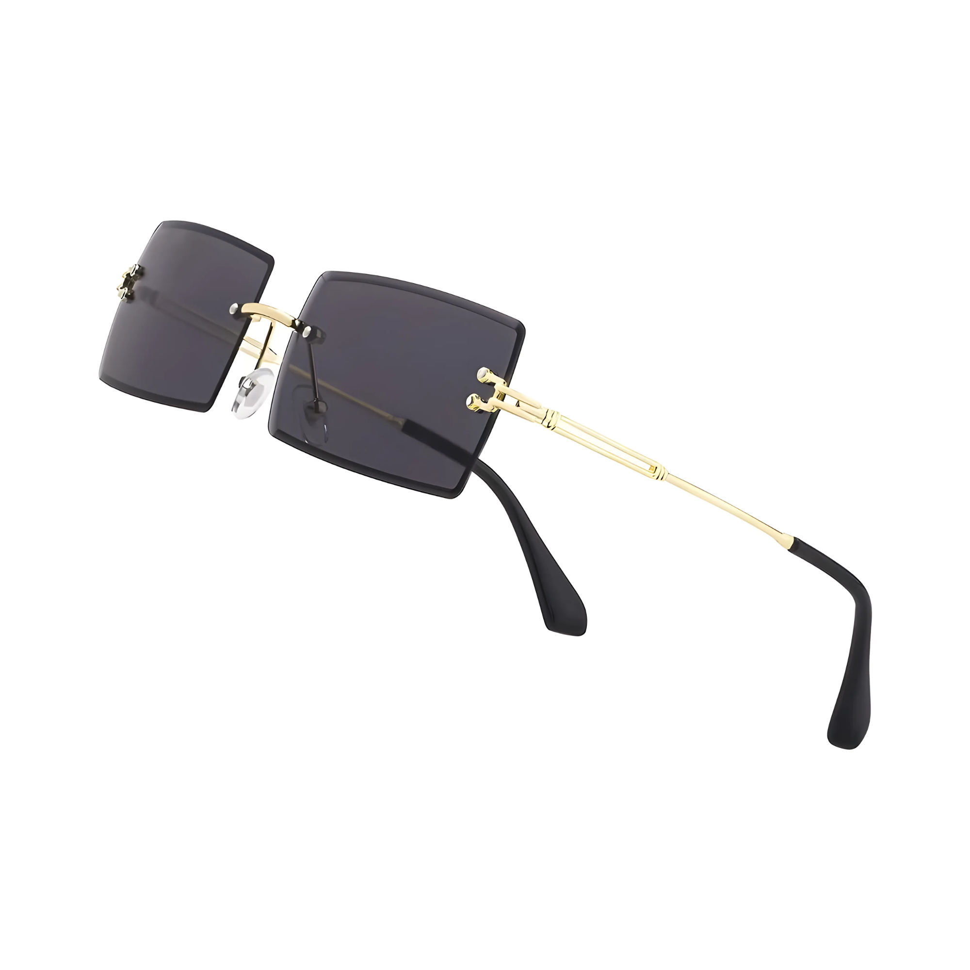 HautRim Series Rimless Rectangle Y2K Sunglasses For Men & Women Gold Black HautRim Series Rimless Rectangle Y2K Sunglasses For Men & Women Gold Black