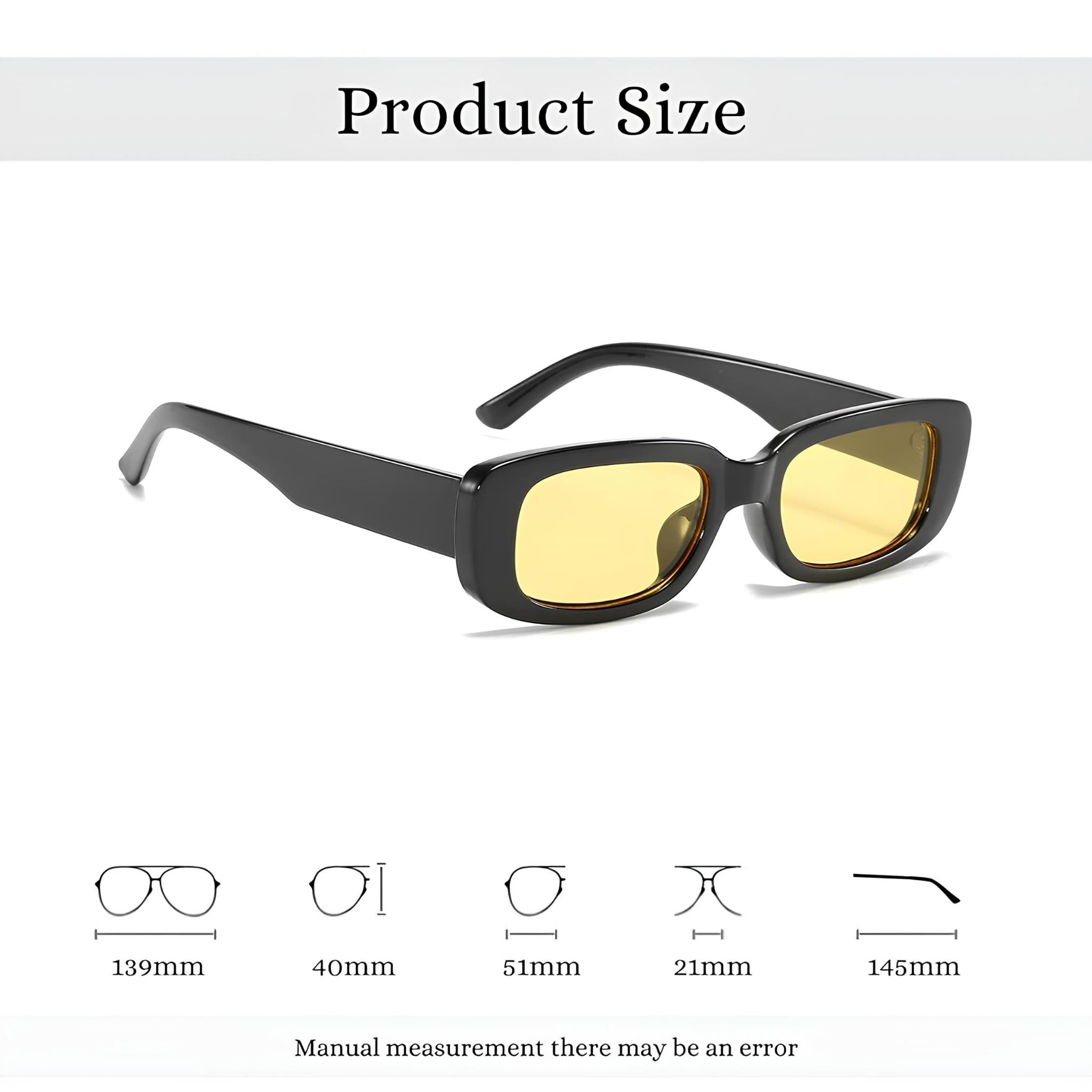 Rectro Series Retro Rectangular Sunglasses - Black-Yellow Rectro Series Retro Rectangular Sunglasses - Black-Yellow