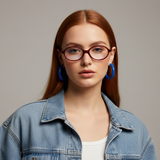 essntl series Retro Vintage 90s Oval Computer Glasses For Women - Wine Red essntl series Retro Vintage 90s Oval Computer Glasses For Women - Wine Red