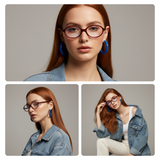essntl series Retro Vintage 90s Oval Computer Glasses For Women - Wine Red essntl series Retro Vintage 90s Oval Computer Glasses For Women - Wine Red