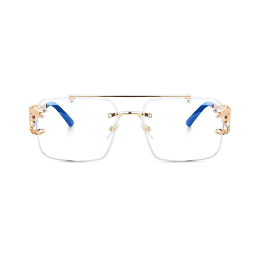 HautRim Series Rimless Square Unisex Computer Glasses (Zero Power)