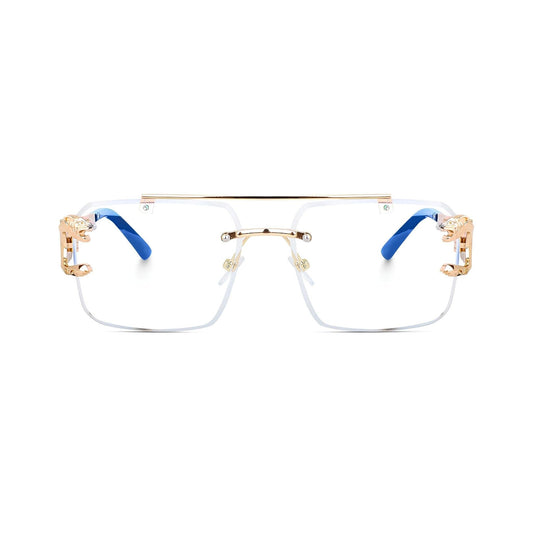 HautRim Series Rimless Square Unisex Computer Glasses (Zero Power)