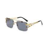 HautRim Series Rimless Square Unisex Sunglasses - Gold Frame Black Lenses HautRim Series Rimless Square Unisex Sunglasses - Gold Frame Black Lenses