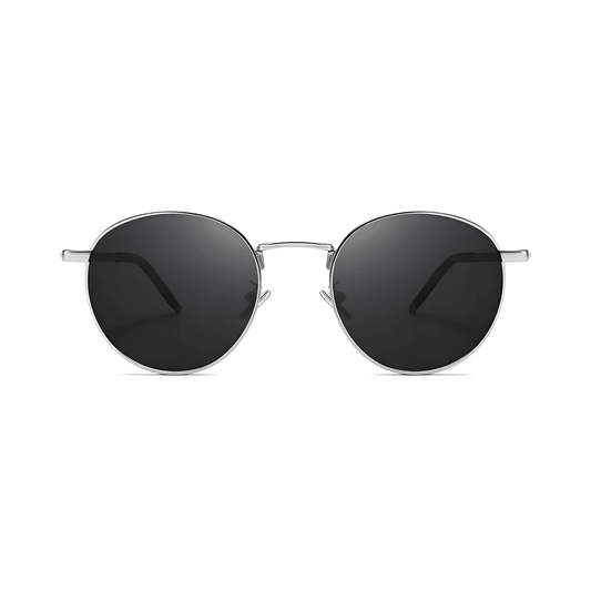 essntl series Vintage Round Sunglasses For Men & Women Silver Black