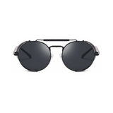 DISC Series Steampunk Side Shield Round Sunglasses - Black DISC Series Steampunk Side Shield Round Sunglasses - Black