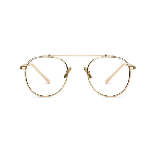 DISC Series Metal Frame Round Sunglasses - Gold Clear