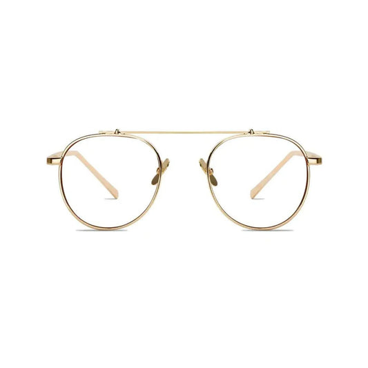 DISC Series Metal Frame Round Sunglasses - Gold Clear