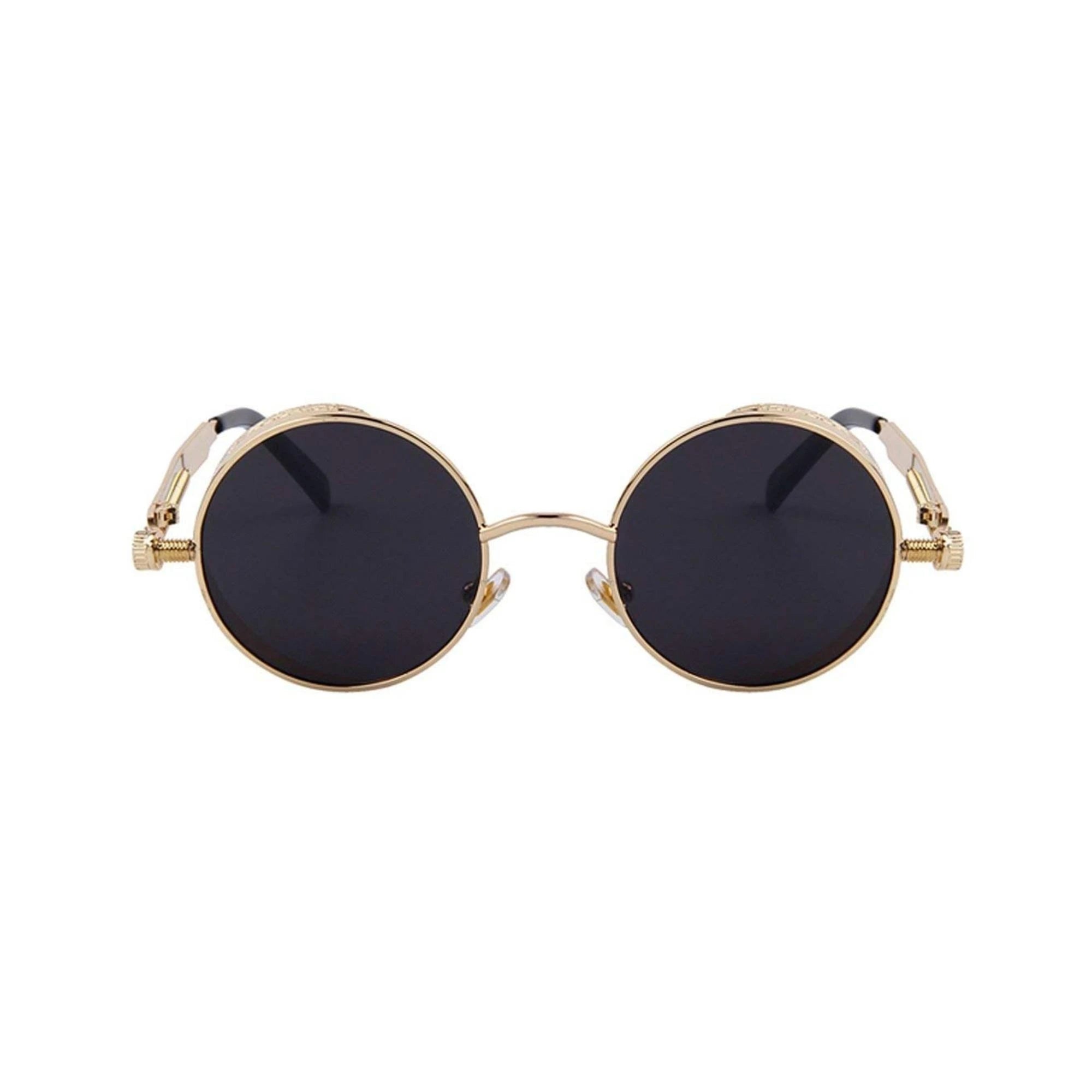 DISC Series Round Steampunk Sunglasses - Gold Black DISC Series Round Steampunk Sunglasses - Gold Black