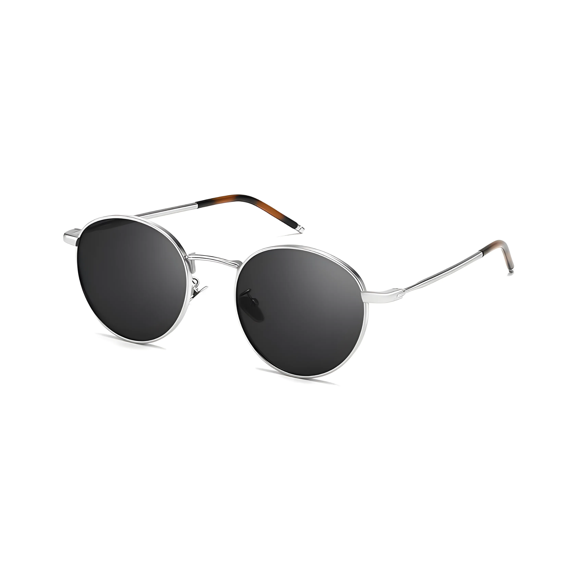 essntl series Vintage Round Sunglasses For Men & Women Silver Black essntl series Vintage Round Sunglasses For Men & Women Silver Black