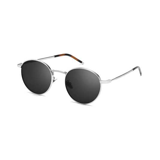 essntl series Vintage Round Sunglasses For Men & Women Silver Black