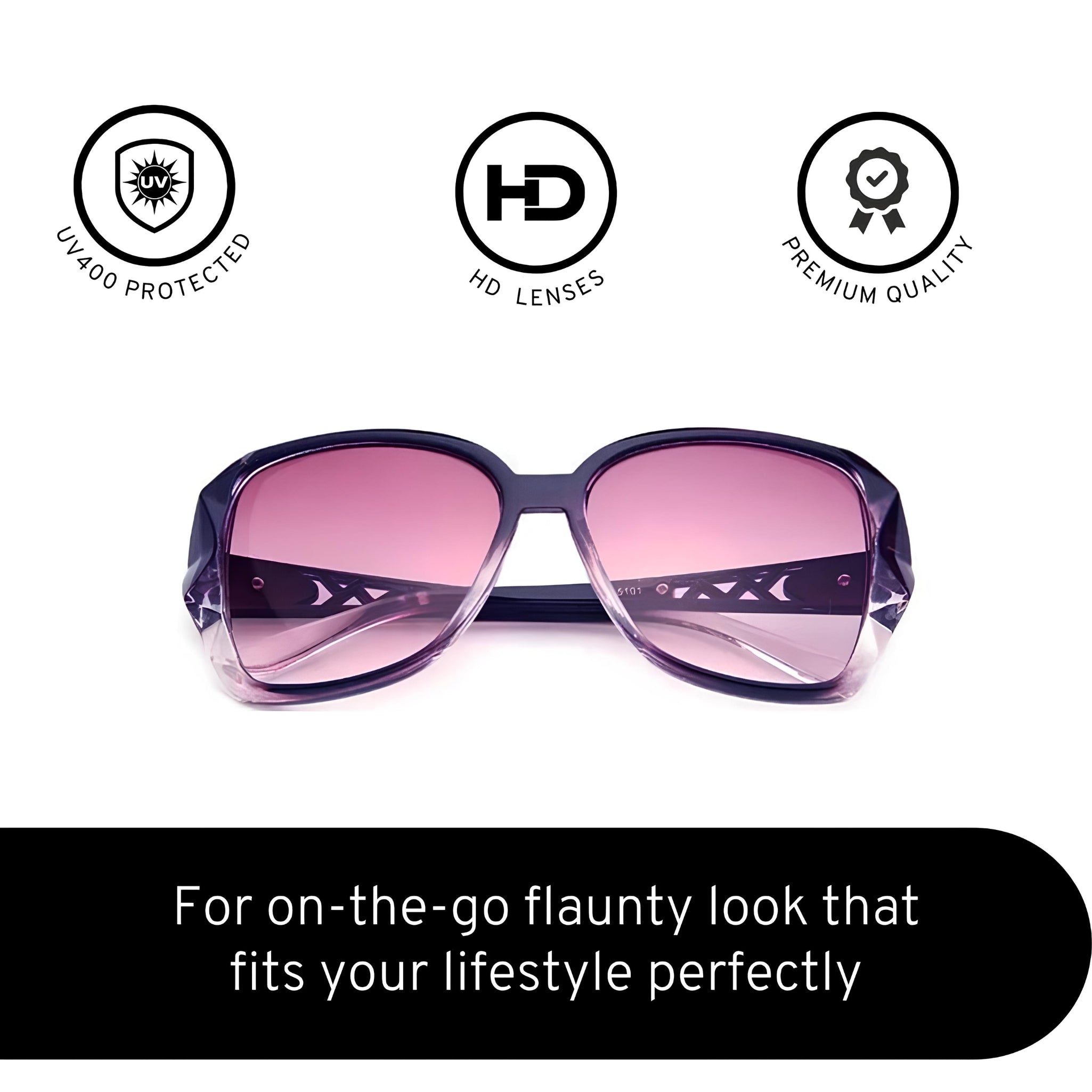 Royal Series Oval Oversized Sunglasses For Women - Purple Royal Series Oval Oversized Sunglasses For Women - Purple