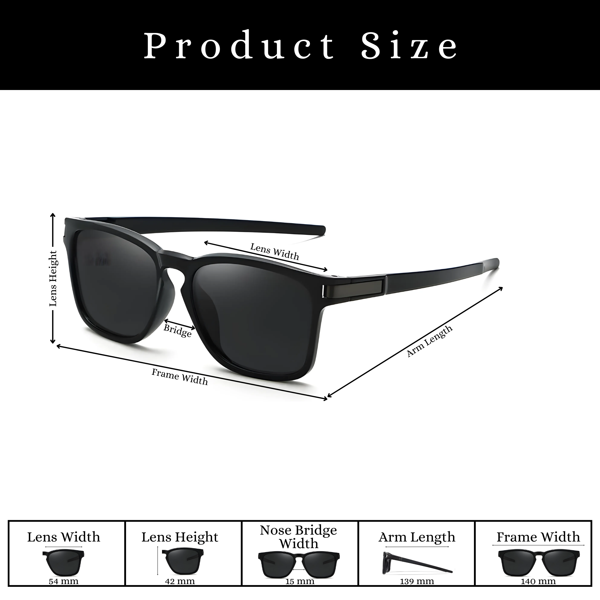Klassic Series Polarized Sports Rectangular Sunglasses For Men & Women - (Matte Black Frame Grey Lenses) Klassic Series Polarized Sports Rectangular Sunglasses For Men & Women - (Matte Black Frame Grey Lenses)