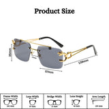 HautRim Series Rimless Square Unisex Sunglasses - Gold Frame Black Lenses HautRim Series Rimless Square Unisex Sunglasses - Gold Frame Black Lenses