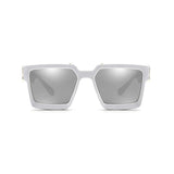 Monster Series UV Protected Square Sunglasses - White Frame Silver Mirrored Lens Monster Series UV Protected Square Sunglasses - White Frame Silver Mirrored Lens