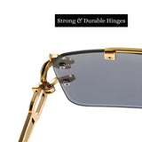 HautRim Series Rimless Square Unisex Sunglasses - Gold Frame Black Lenses HautRim Series Rimless Square Unisex Sunglasses - Gold Frame Black Lenses