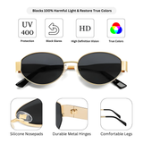 essntl Series Retro Oval Sunglasses For Women & Men - Gold Grey essntl Series Retro Oval Sunglasses For Women & Men - Gold Grey